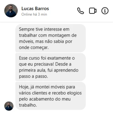 Depoimento de aluno do curso